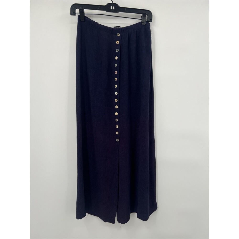 Vintage Skirt Women 12 stretch Button Front Cottage Prairie Retro Blue